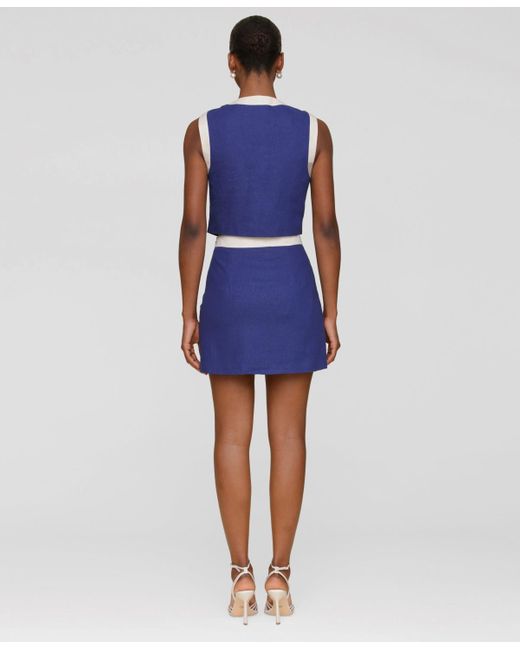 Avec Les Filles Blue Sleeveless Button-front Top