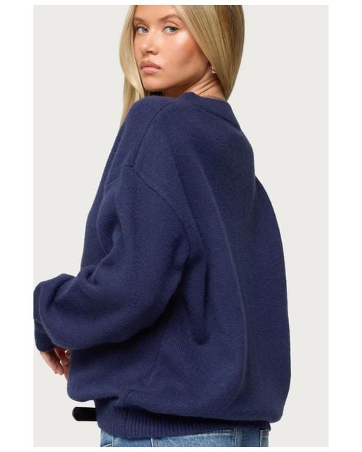Edikted Blue Don't Be Shellfish Knit Sweater