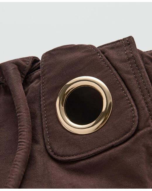 Mango Brown Eyelets Canvas Bag