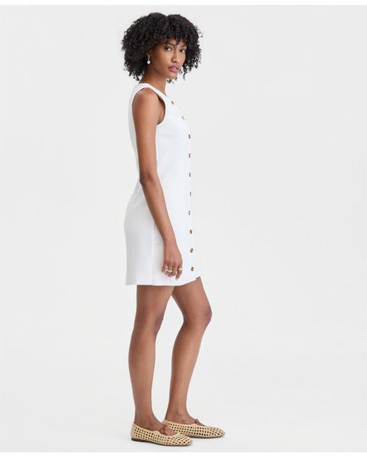 On 34th White Solid Crepe Mini Shift Dress