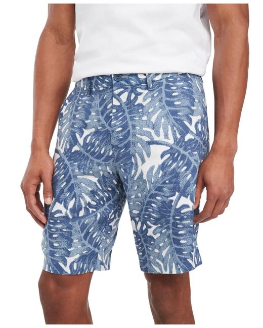 Tommy Hilfiger Blue Harlem Tropical Print Linen Shorts for men
