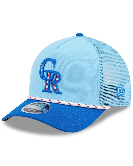 KTZ Light Blue/blue Colorado Rockies 2025 Fourth Of July 9forty A-frame M-crown Adjustable Trucker Hat for men