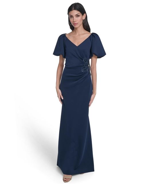 Eliza J Women's Blue V-neck Ball Gown - www.ice4pros.com.br
