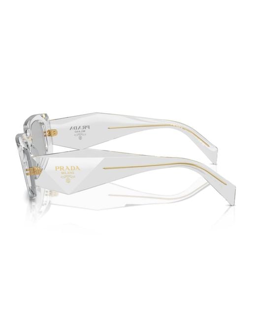 Prada White Symbole Rectangular Sunglasses