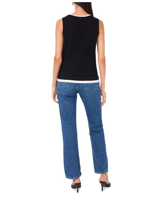 Vince Camuto Black Contrast-trim Sleeveless Sweater