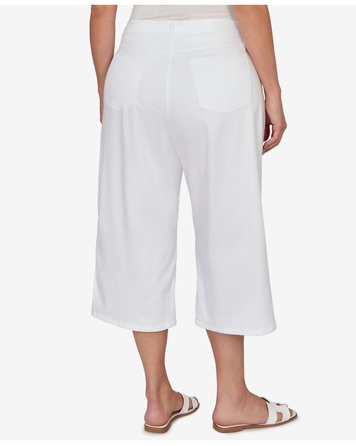 Ruby Rd White Plus Size Embroidered Hem Denim Capri Pants