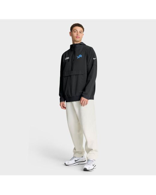 Nike Black Detroit Lions Sideline Alt Pack Anorak Half-zip Hoodie Jacket for men