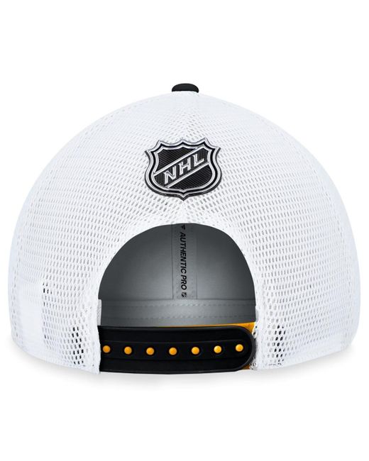 Fanatics Yellow Branded Gold Boston Bruins Alternate Authentic Pro Trucker Adjustable Hat for men