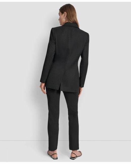 DKNY Black Double-breasted Basket-weave Jacket