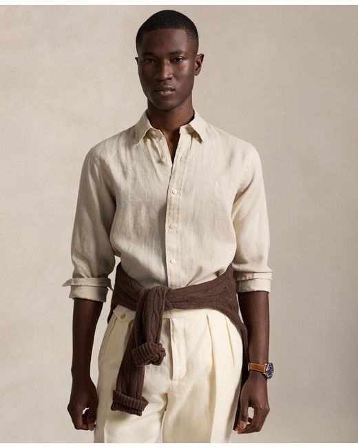 Polo Ralph Lauren Classic Fit Linen Shirt in Natural for Men | Lyst