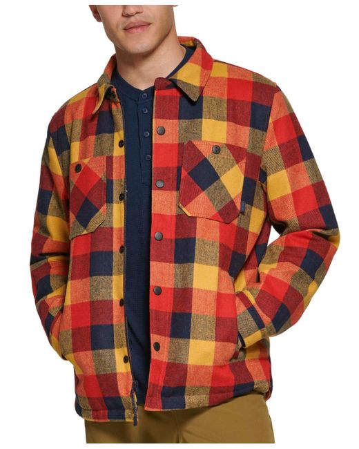 BASS OUTDOOR Red Mission Field Sherpa Lined Shirt Jacket for men