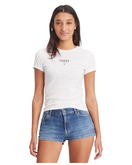 Tommy Hilfiger White Slim-fit Essential Logo Graphic T-shirt