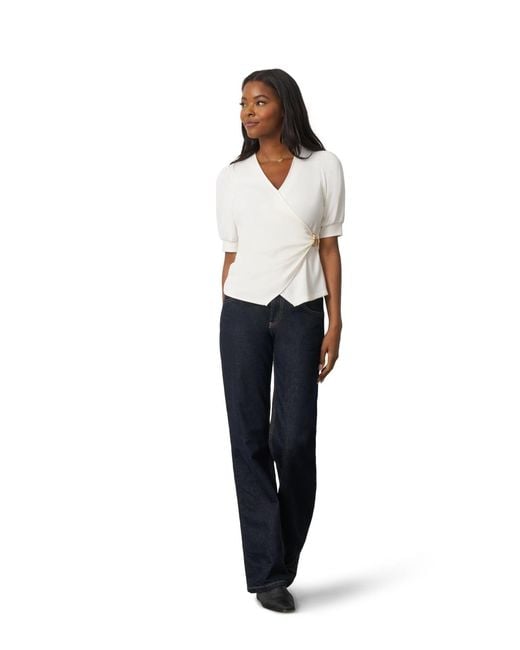 Cable & Gauge White Draped Wrap Top