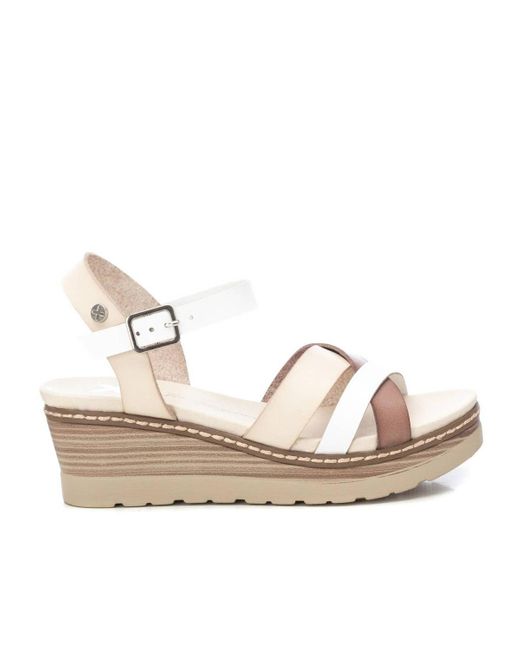 Xti White Wedge Strappy Sandals By
