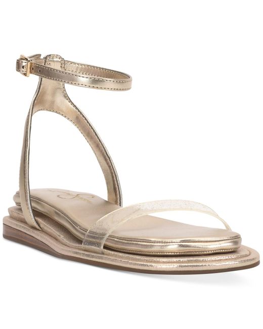 Jessica Simpson Natural Betania Ankle Strap Flat Sandals