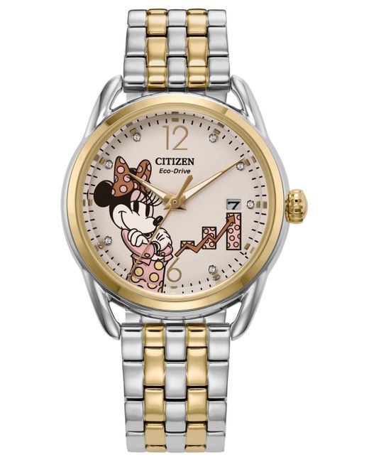 Citizen Metallic Eco-drive Disney Empowered Minnie Mouse Two-tone Stainless Steel Bracelet Watch 36mm