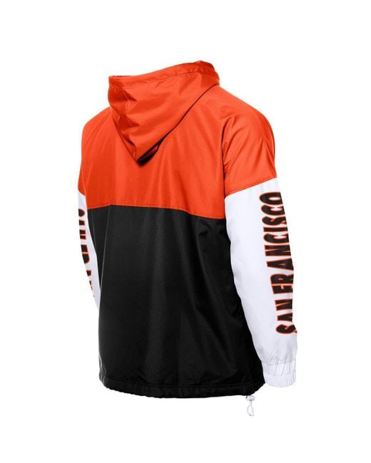 KTZ Black/orange San Francisco Giants Color Block Full-zip Hoodie Windbreaker Jacket for men