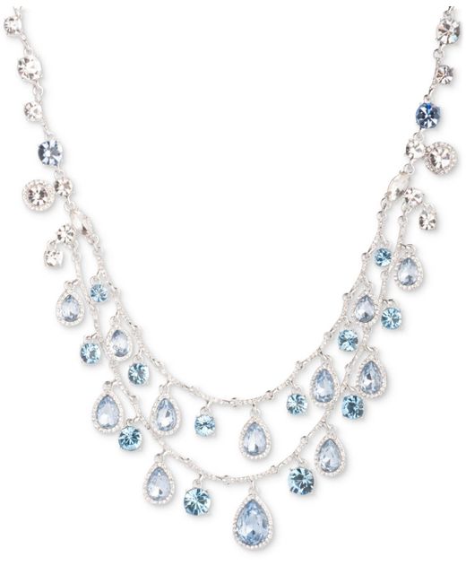 Givenchy Metallic Silver-tone Pave & Color Crystal Layered Necklace