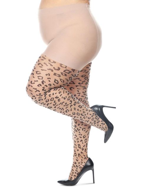 Memoi White Plus Size Curvy Diamond Sheer Control Top Tights Mm-2302