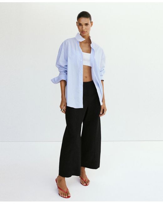 Mango Black Linen Balloon Pants