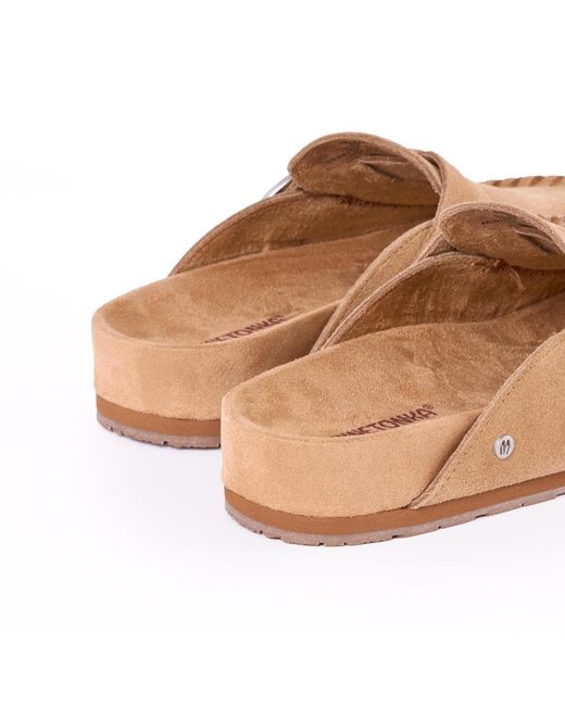 Minnetonka Natural Suede Adjustable Buckle Clogs