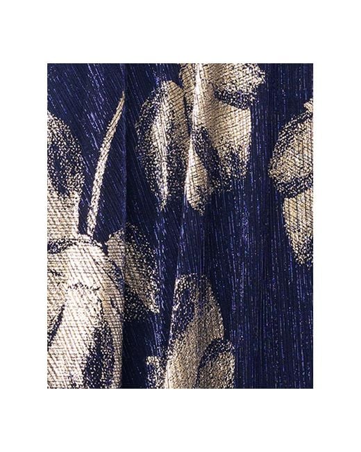 Betsy & Adam Blue Crinkled Flutter-sleeve Gown