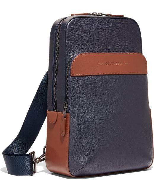 Cole Haan Blue Triboro Small Leather Sling Bag