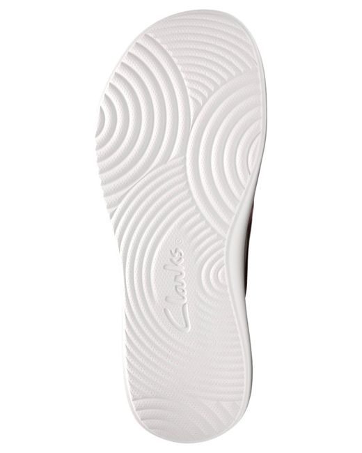Clarks White Solevana Post Round Toe Sandals