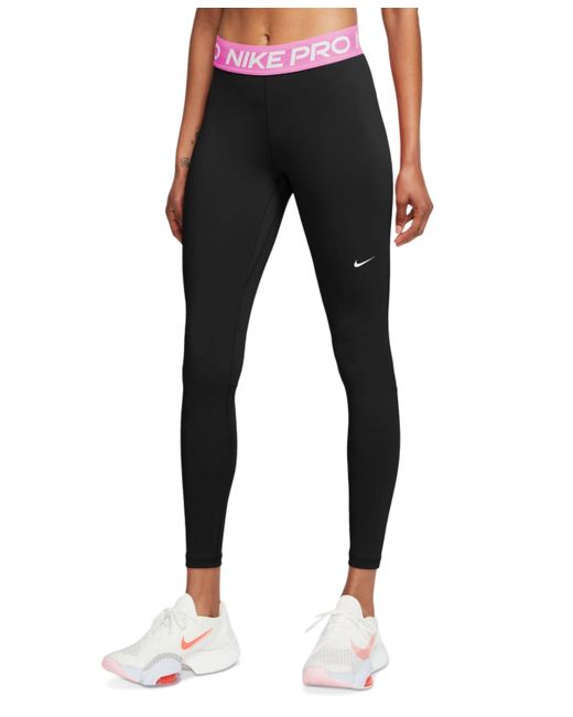 Nike Black Pro Mid-rise Mesh-paneled leggings