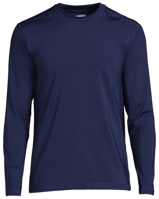 Lands' End Blue Sunshade Upf 50 Long Sleeve Swim Tee Cooling Rash Guard for men