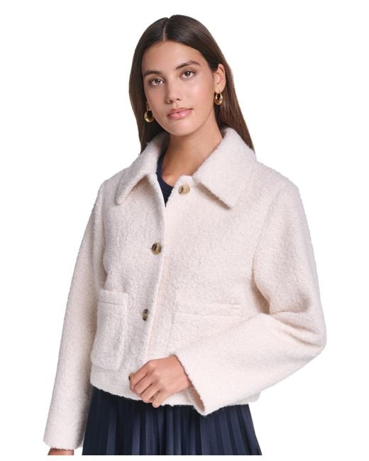 Levi's Natural Laydown Collar Cropped Boucle Work Jacket