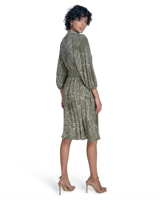 Calvin Klein Green 3/4-sleeve Jersey A-line Dress
