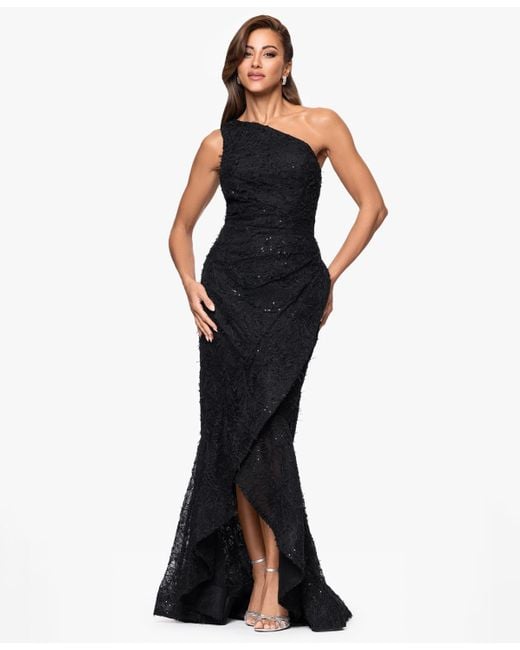 Xscape Women's Blue One Shoulder Dress