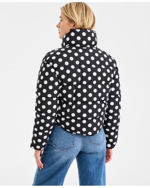 On 34th Blue Cropped Dot Puffer Jacket