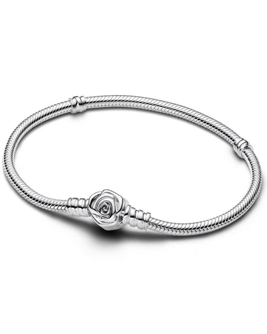 Pandora Metallic Rose Bloom Clasp Snake Chain Bracelet