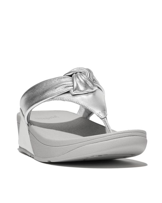Fitflop Lulu Padded-knot Metallic-leather Toe-post Sandals