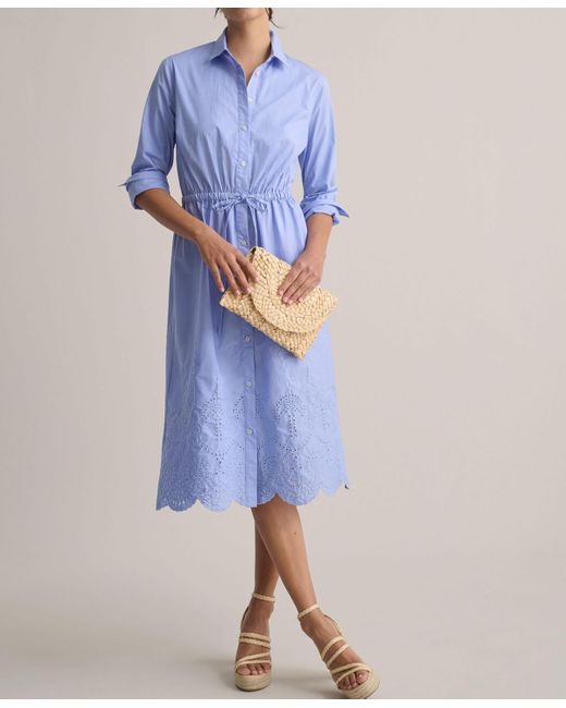 UNTUCKit Women's Blue Eyelet-embroidered Claudia Shirtdress