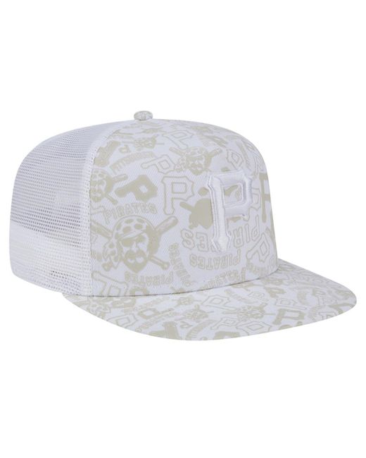 KTZ White Pittsburgh Pirates Logo Dunes A-frame Trucker 9fifty Snapback Hat for men