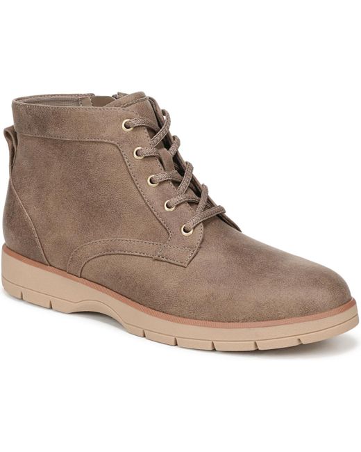 Dr. Scholls Brown Northstar Round Toe Lace Up Short Boots