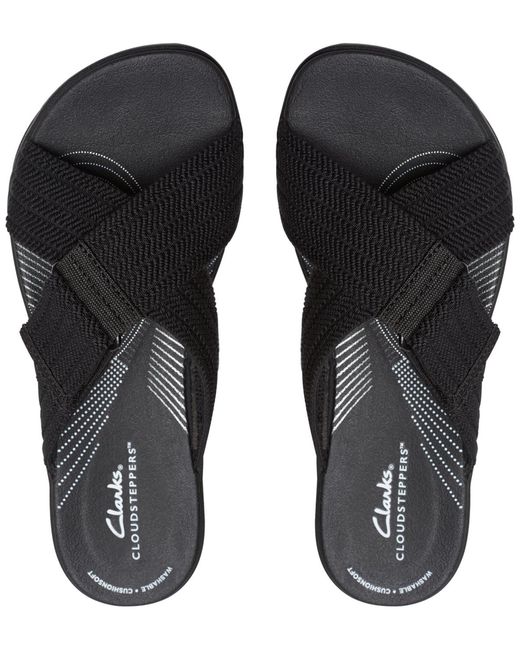 Clarks Black Cloudsteppers Arla Wave Sandals