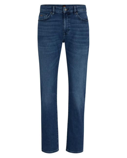 Boss Boss By Mid-blue Comfort-stretch Regular-fit Jeans for men