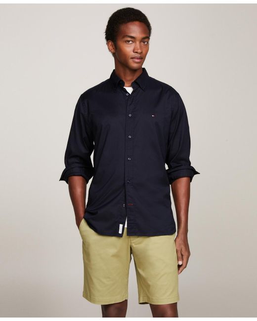Tommy Hilfiger Blue Regular-fit Stretch Poplin Button-down Shirt for men