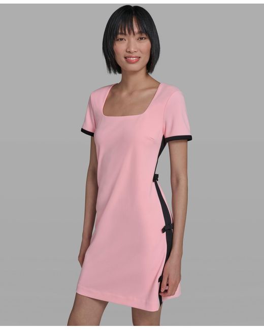 strapless open back dress KARL LAGERFELD SS26 DRESS IN SATIN AND RESILLE
