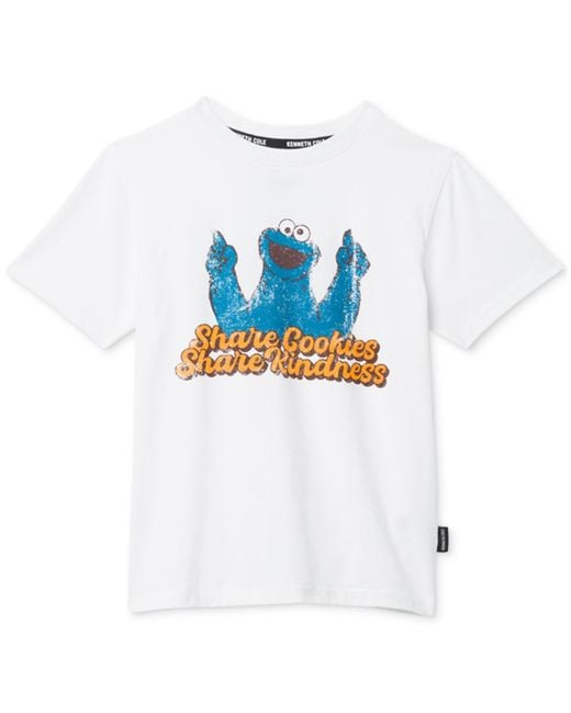 Kenneth Cole White Sesame Street Kids Slim Fit Cookie Monster T-shirt for men