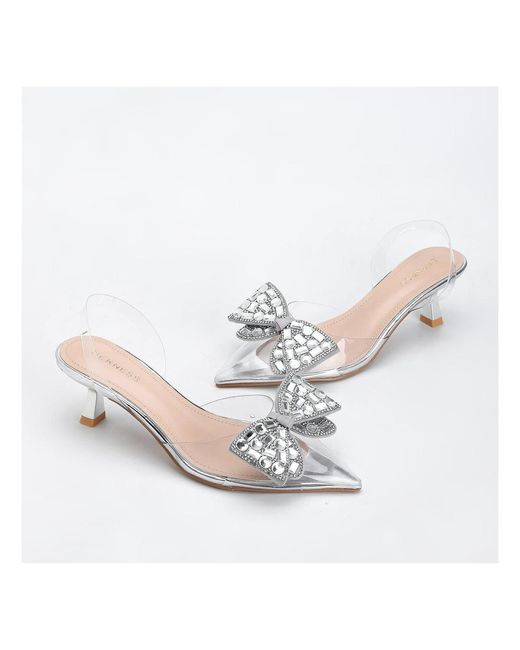 BERNESS White Maxi88 Clear Upper Kitten Heels