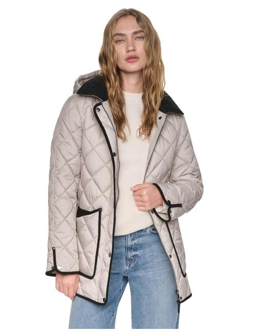 DKNY Natural Quilted Barn Coat
