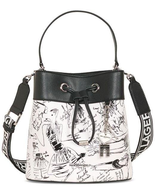 Karl Lagerfeld Black Adele Medium Bucket Bag