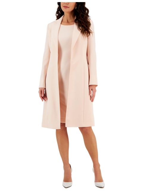 Le Suit Pink Topper Coat & Sheath Dress, Regular And Petite Sizes