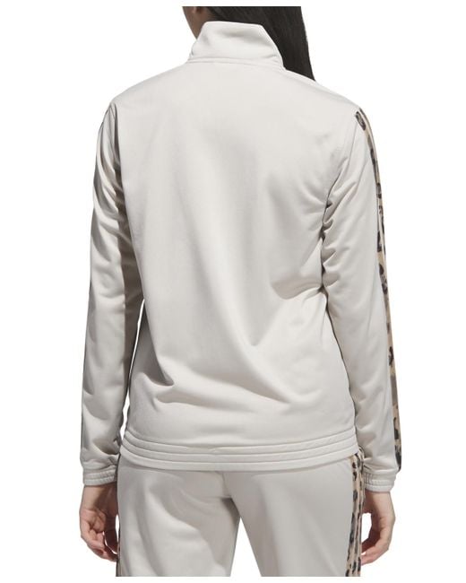 Adidas Gray Animal-print Stripe Tricot Track Jacket