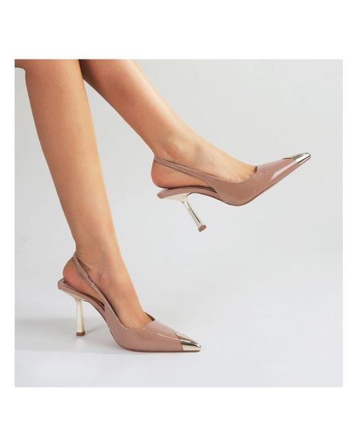 BERNESS White Vega Metallic Cap-toe Slingback